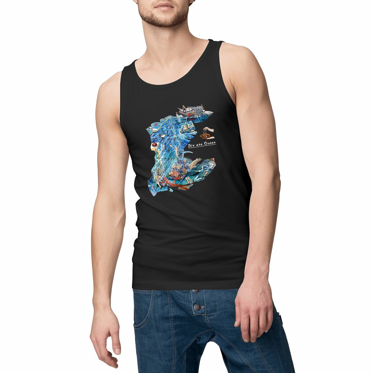 FISH OCEAN DARK MEN'S TANK TOP Elem' Arts